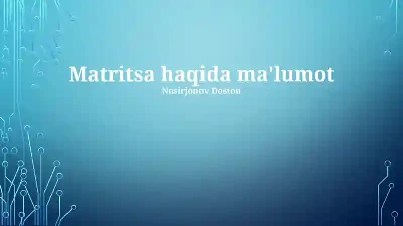 Matritsa haqida ma'lumot