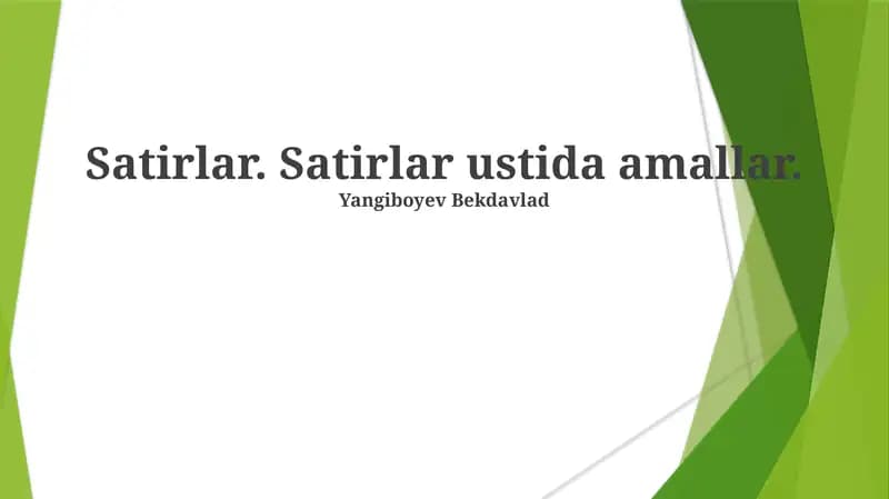 To'g'ri chiziqlar ustida amallar