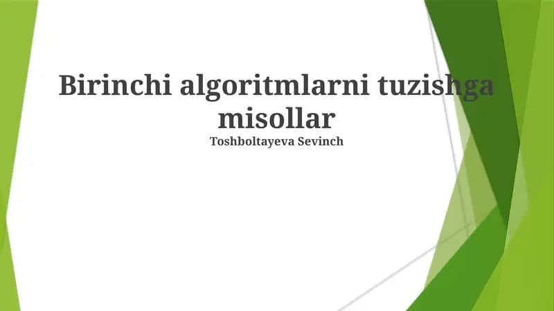 Dastlabki Son Sistemalari va Algoritmlar