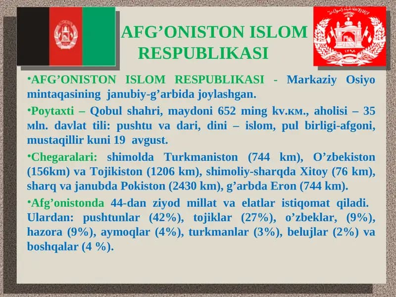 AFG’ONISTON ISLOM RESUBLIKASI
