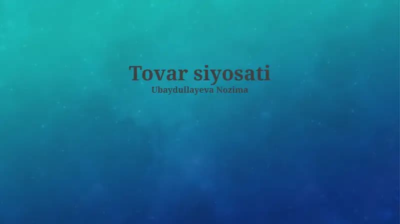 Tovar siyosati
