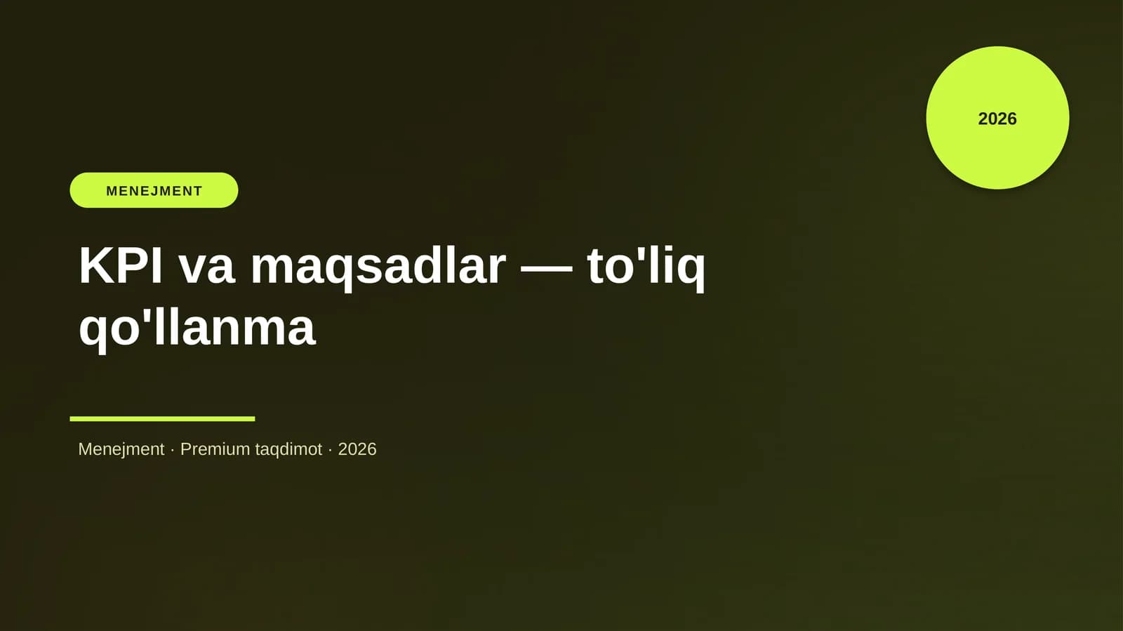 KPI va maqsadlar — to'liq qo'llanma
