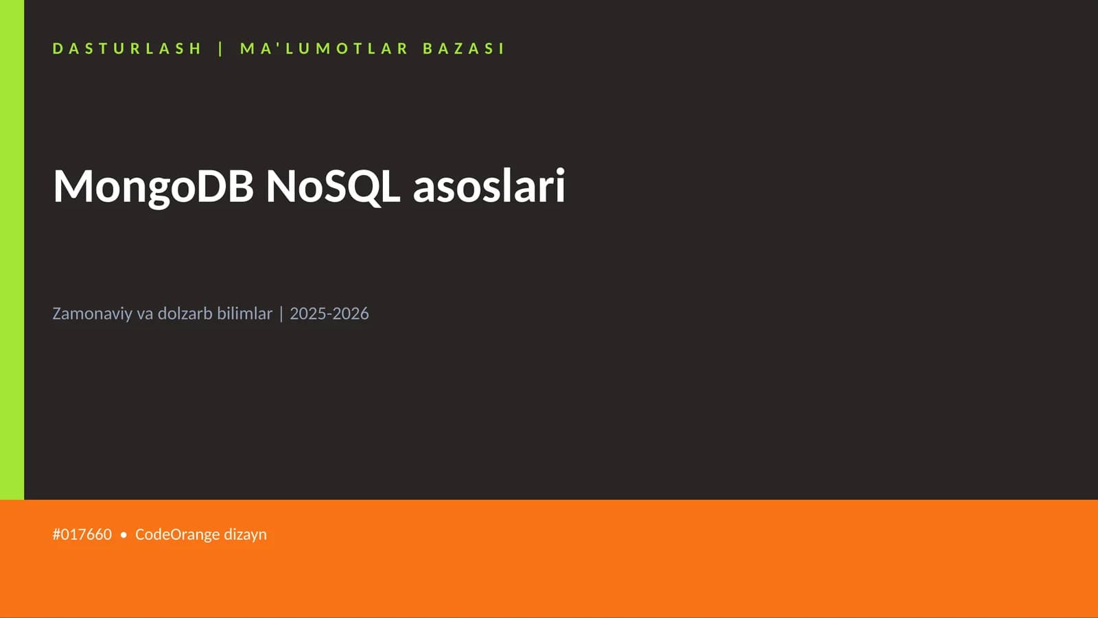 MongoDB NoSQL asoslari