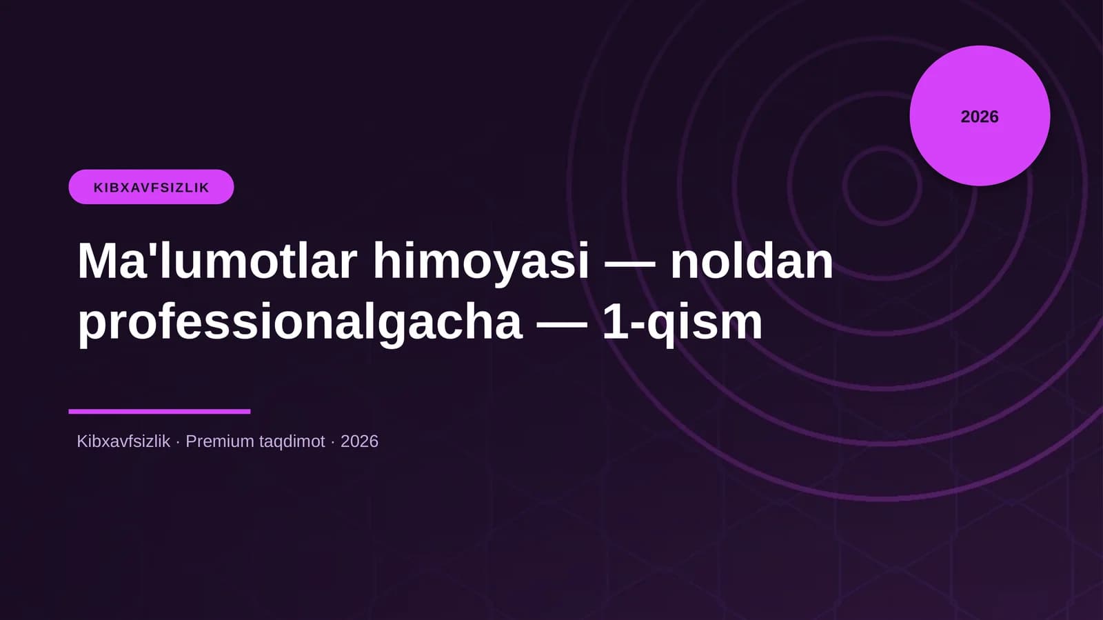 Ma'lumotlar himoyasi — noldan professionalgacha — 1-qism