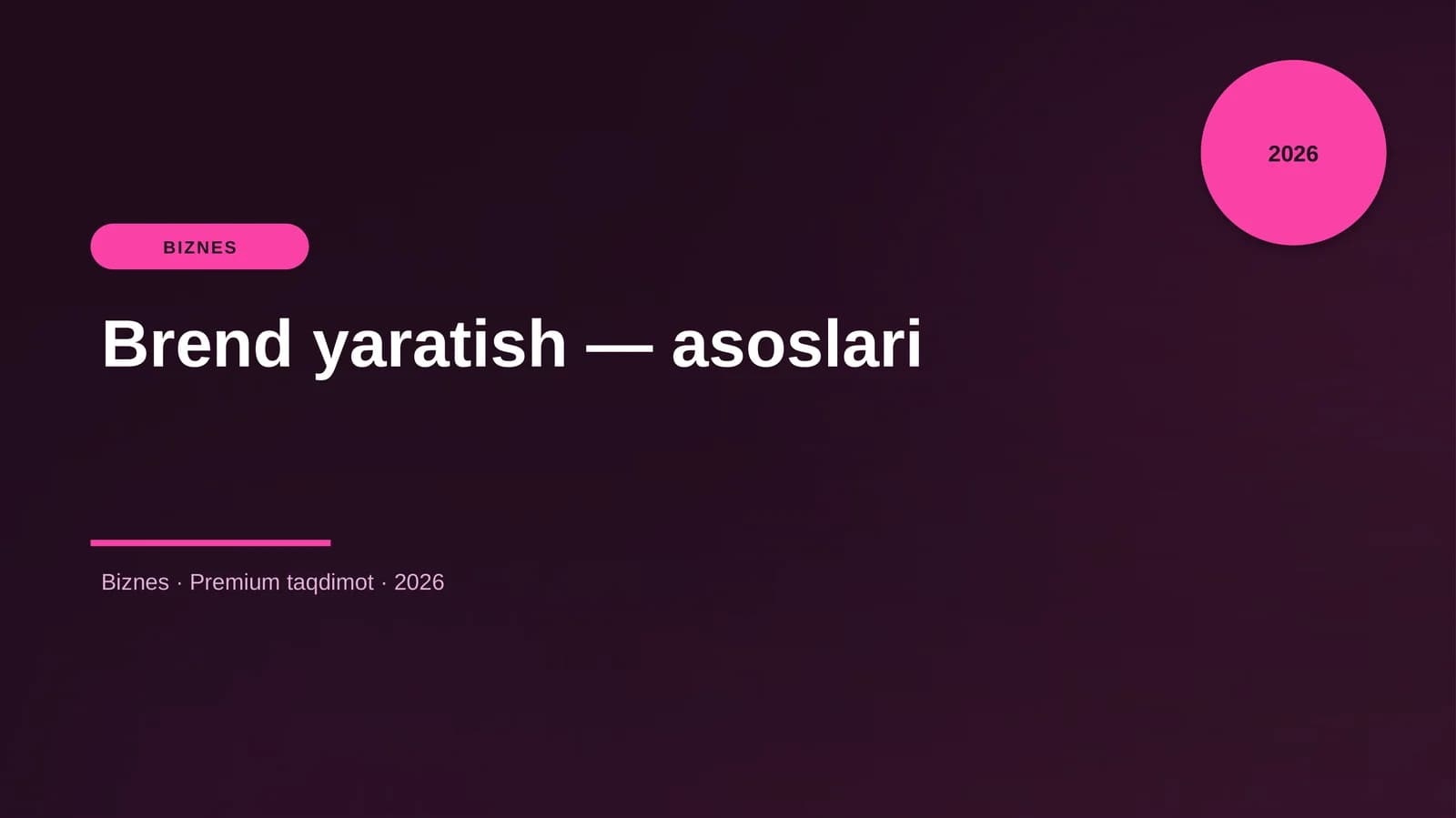 Brend yaratish — asoslari