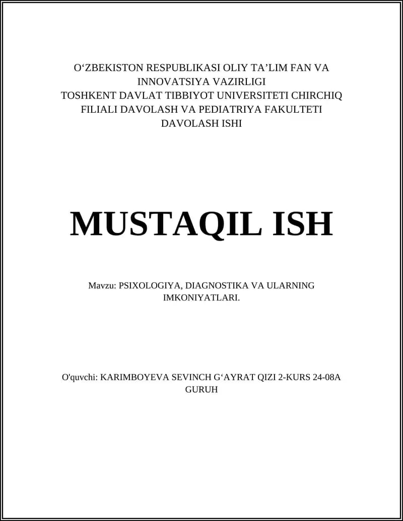 Psixologiya, Diagnostika va Ularning Imkoniyatlari
