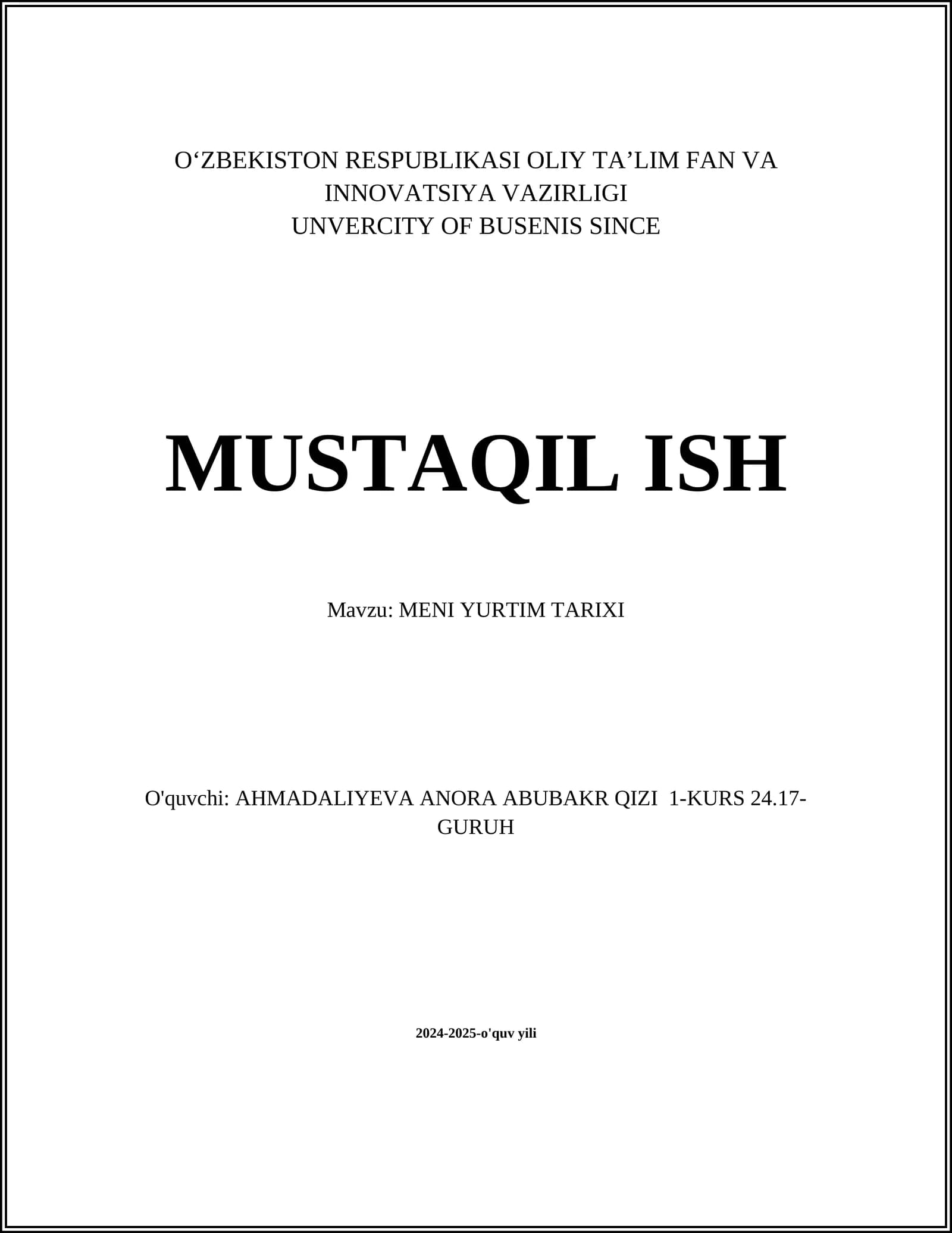 MENI YURTIM TARIXI