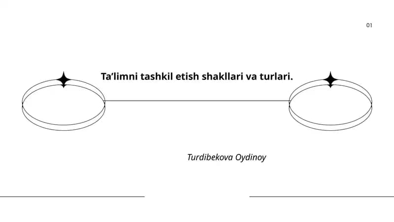 Ta’limni tashkil etish shakllari va turlari. Turdibekova Oydinoy