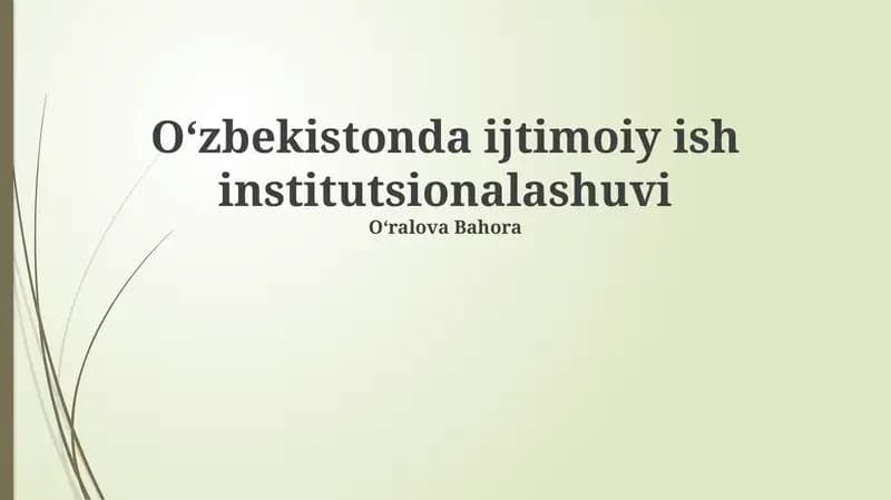 Oʻzbekistonda ijtimoiy ish institutsionalashuvi