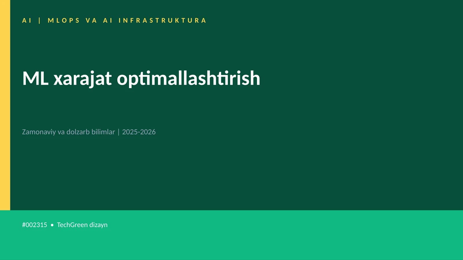 ML xarajat optimallashtirish