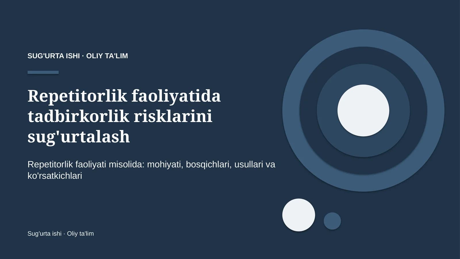 Repetitorlik faoliyatida tadbirkorlik risklarini sug'urtalash