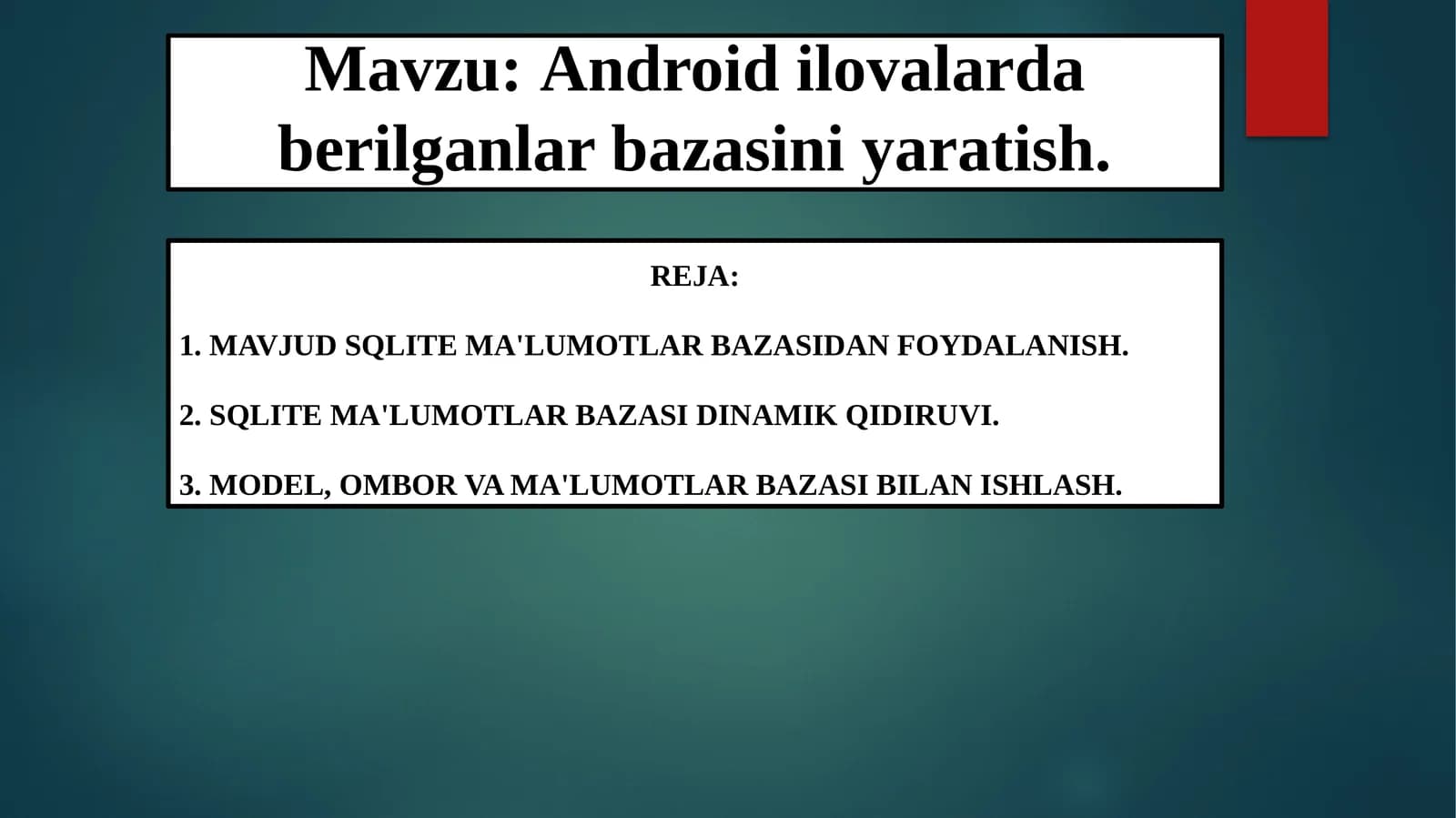 Android ilovalar dasturini yaratish