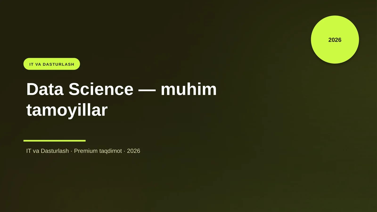Data Science — muhim tamoyillar