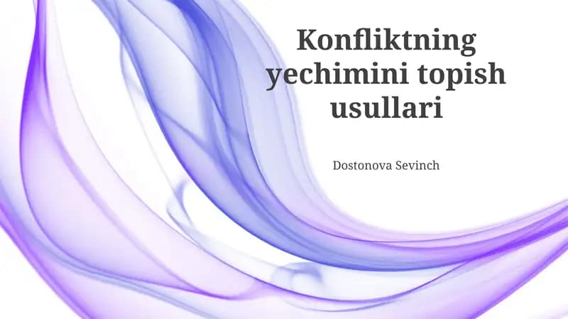 Konfliktning yechimini topish usullari