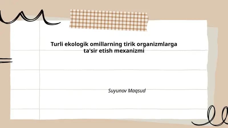 Turli ekologik omillarning tirik organizmlarga ta'sir etish mexanizmi