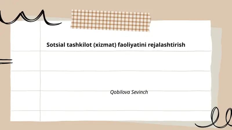 Sotsial tashkilot (xizmat) faoliyatini rejalashtirish