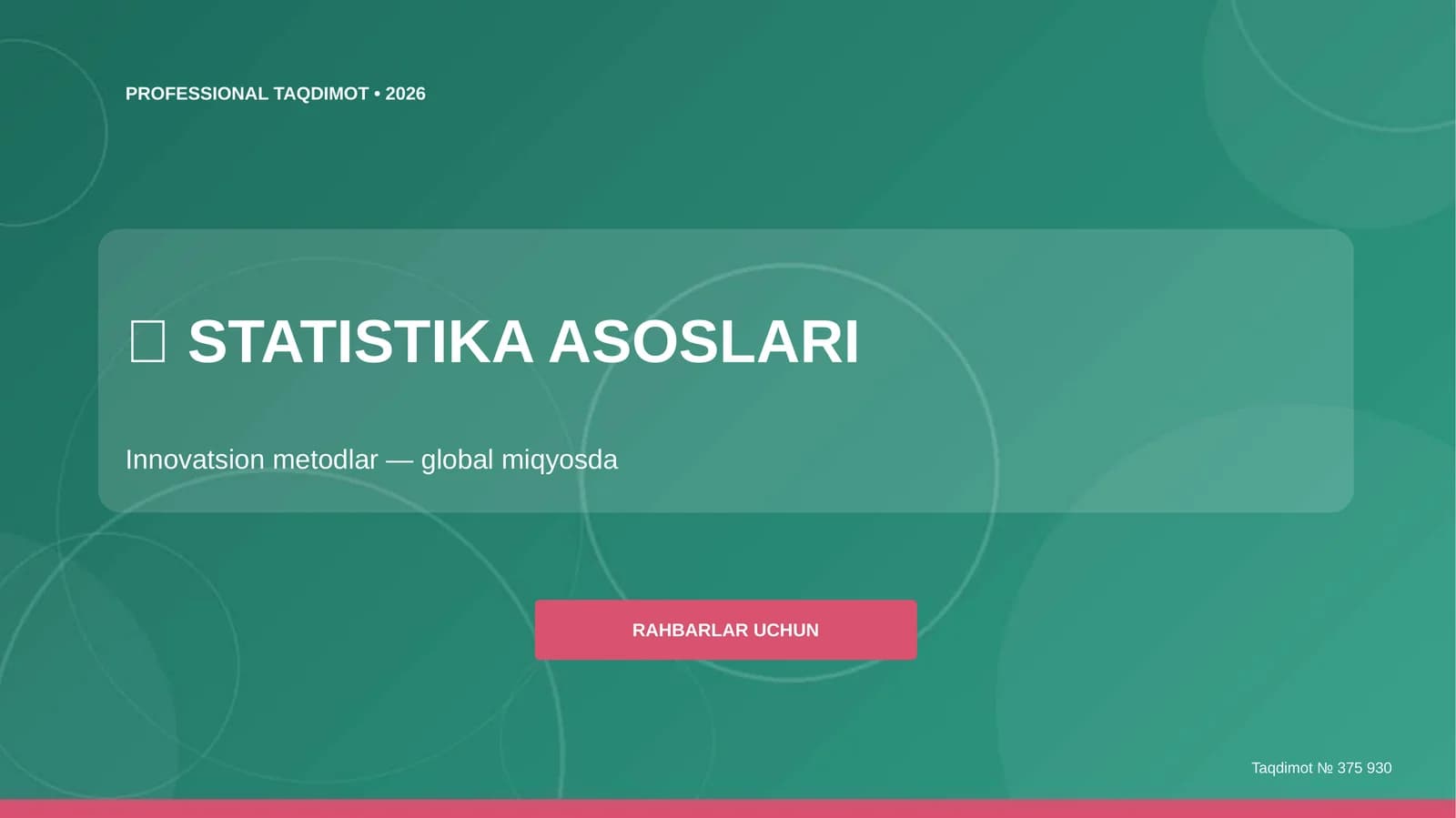 STATISTIKA ASOSLARI