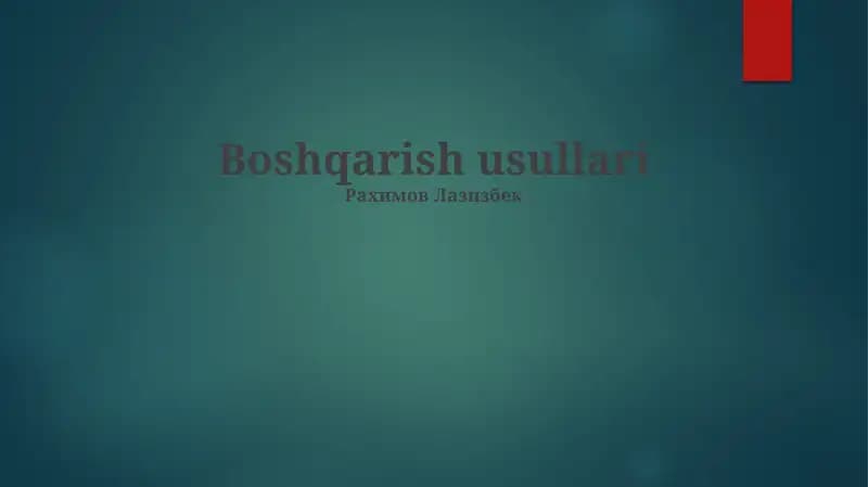 Boshqarish usullari