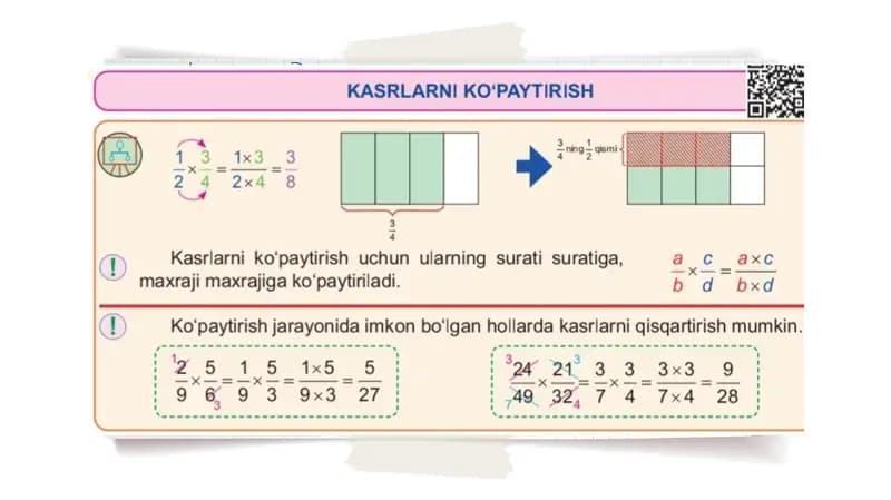 kasrlarni ko'paytirish