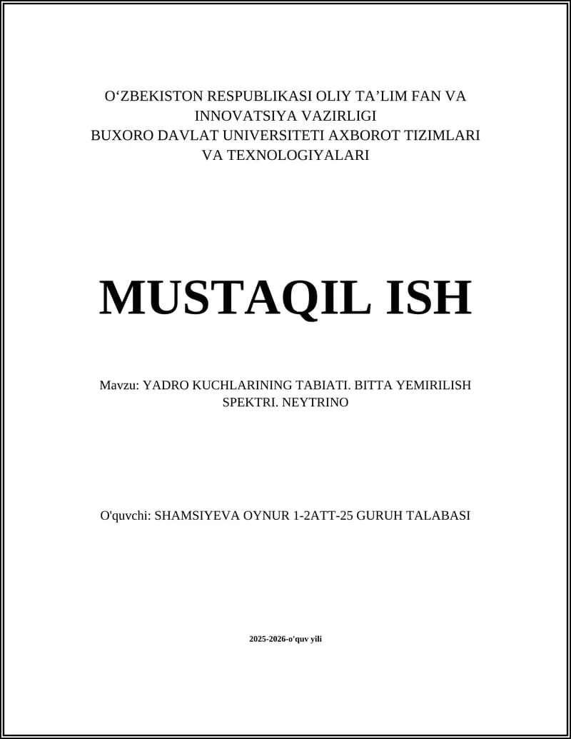 Yadro Kuchlarining Tabiyati