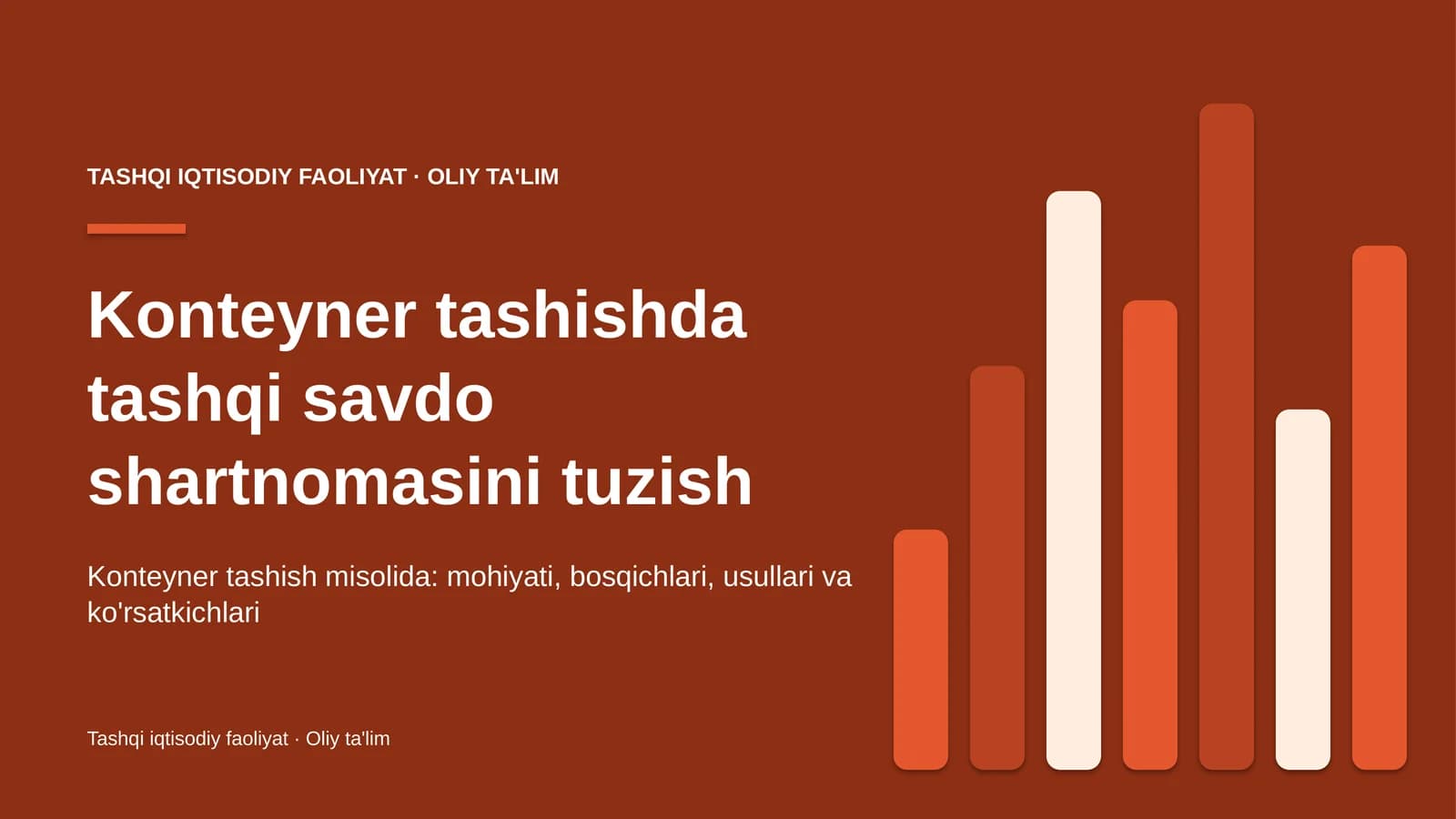 Konteyner tashishda tashqi savdo shartnomasini tuzish
