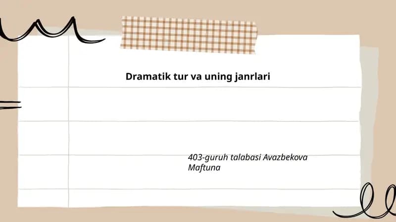 Dramatik tur va uning janrlari