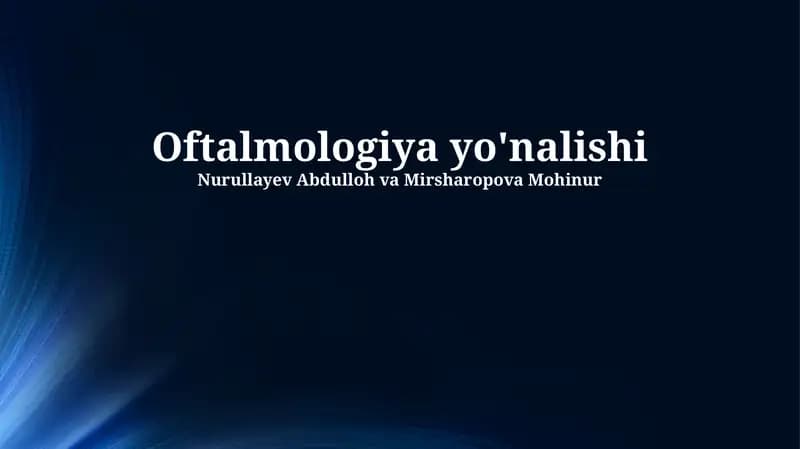 Oftalmologiya yo'nalishi