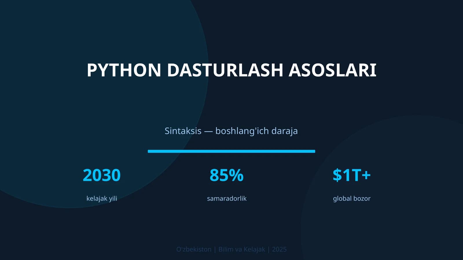 PYTHON DASTURLASH ASOSLARI
