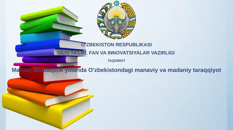 OʻZBEKISTON RESPUBLIKASI OLIY TA’LIM, FAN VA INNOVATSIYALAR VAZIRLIGI TAQDIMOT