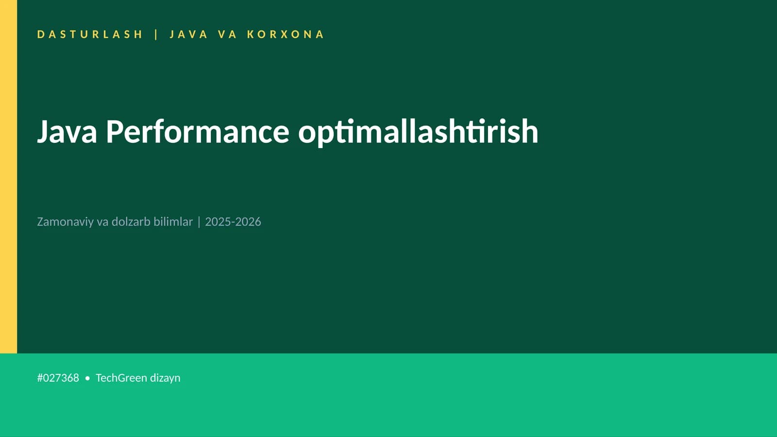 DASTURLASH | JAVA VA KORXONA