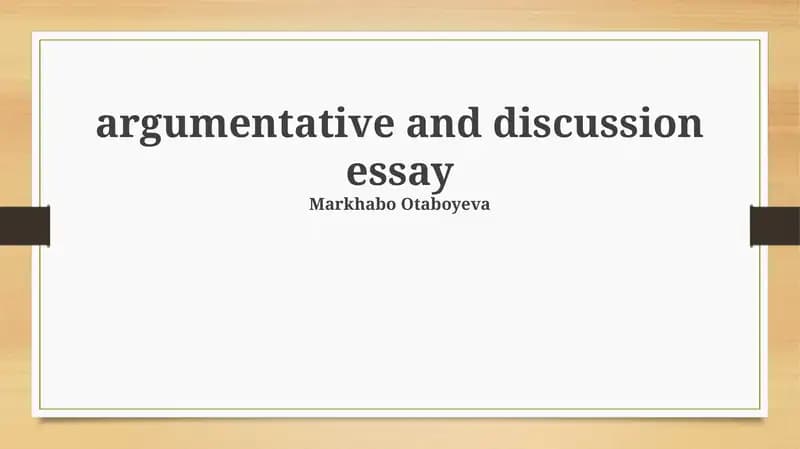 Argumentative and Discussion Essay