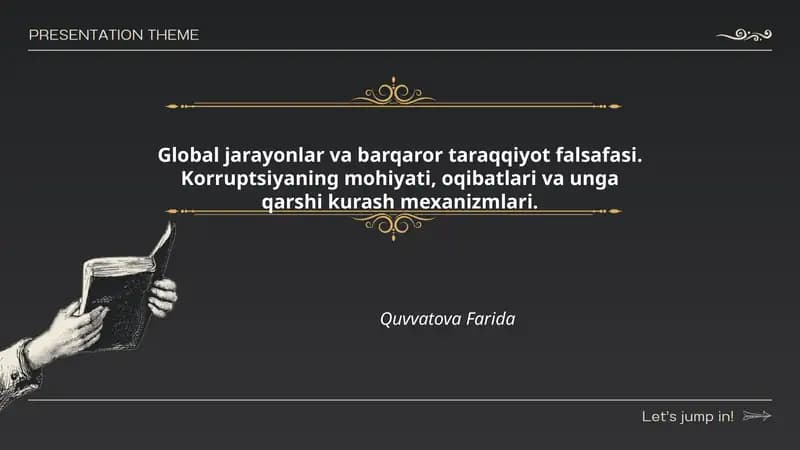 Korrupsiya va Barqaror Taraqqiyot Falsafasi