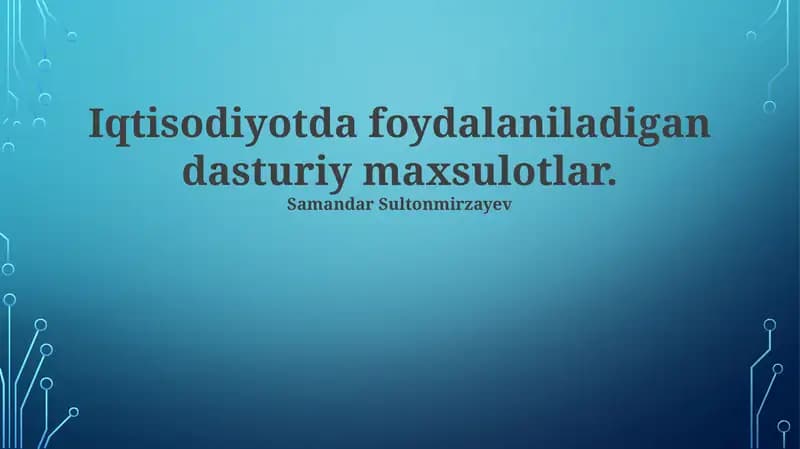 Moliyaviy modellashtirish dasturlari