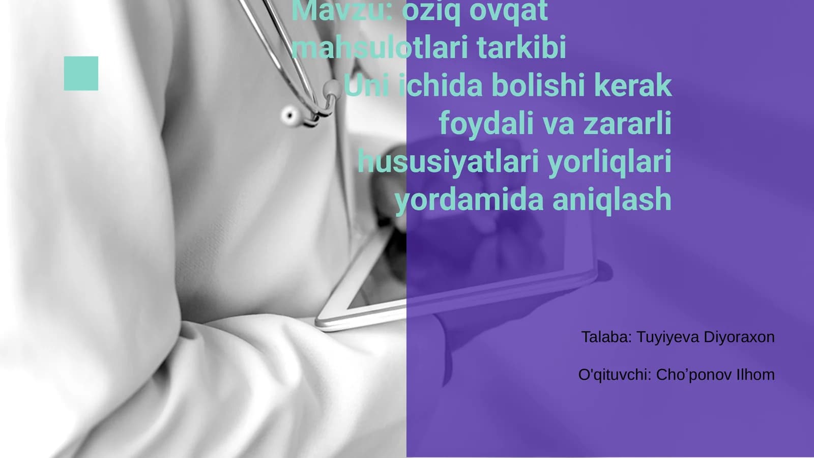 Oziq Ovqat Mahsulotlari Tarkibi