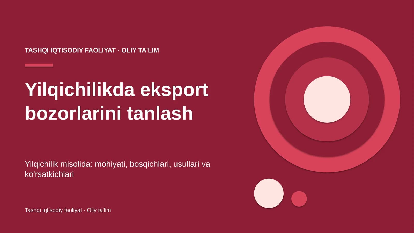 Yilqichilikda eksport bozorlarini tanlash