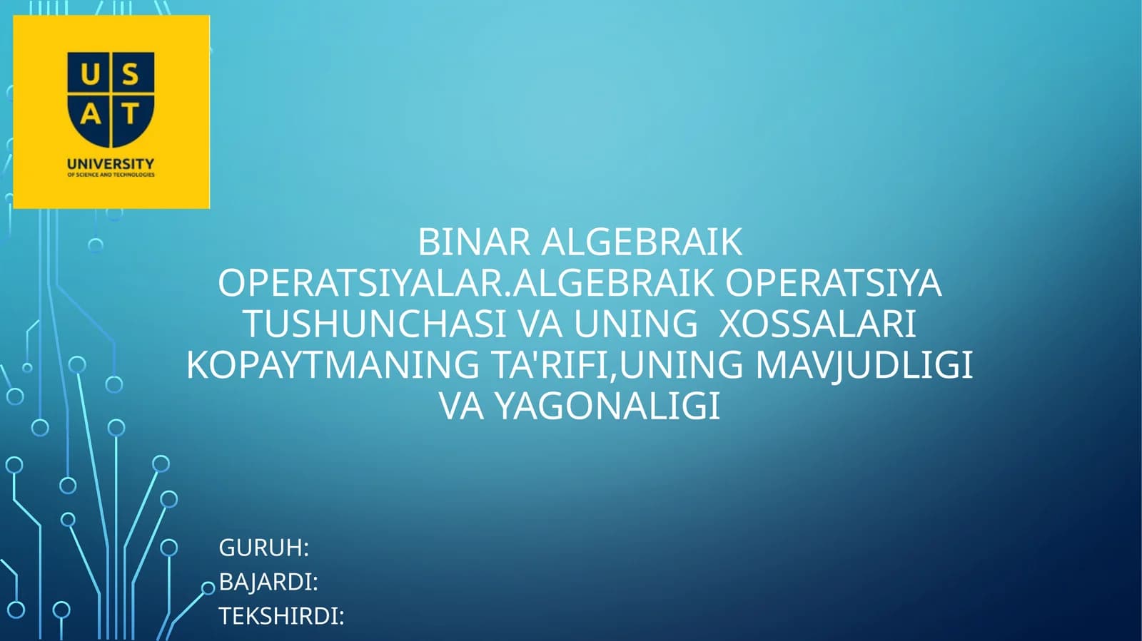 Binar algebraik operatsiyalar