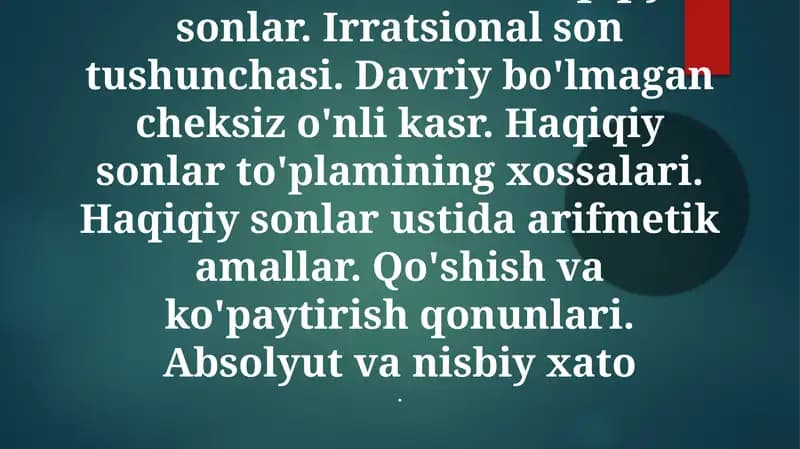 Haqiqiy sonlar