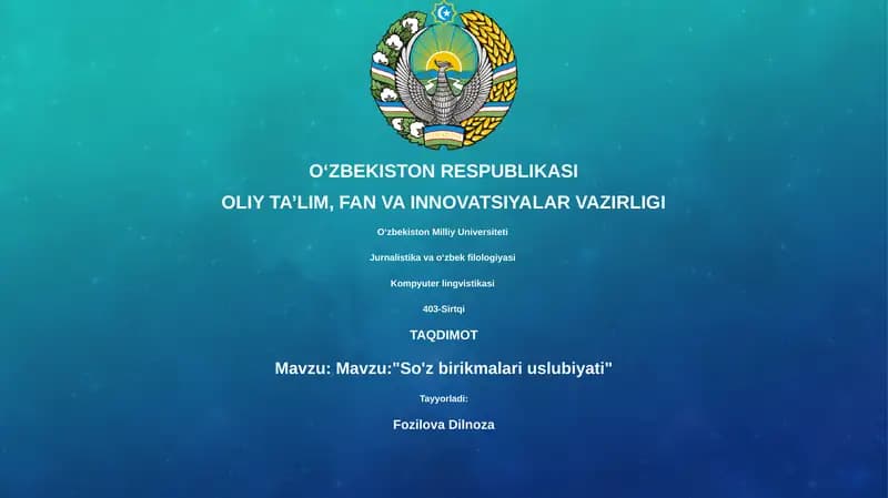 Mavzu:"So'z birikmalari uslubiyati"