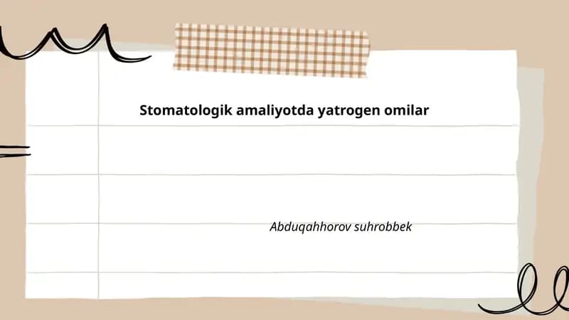 Stomatologik amaliyotda yatrogen omilar