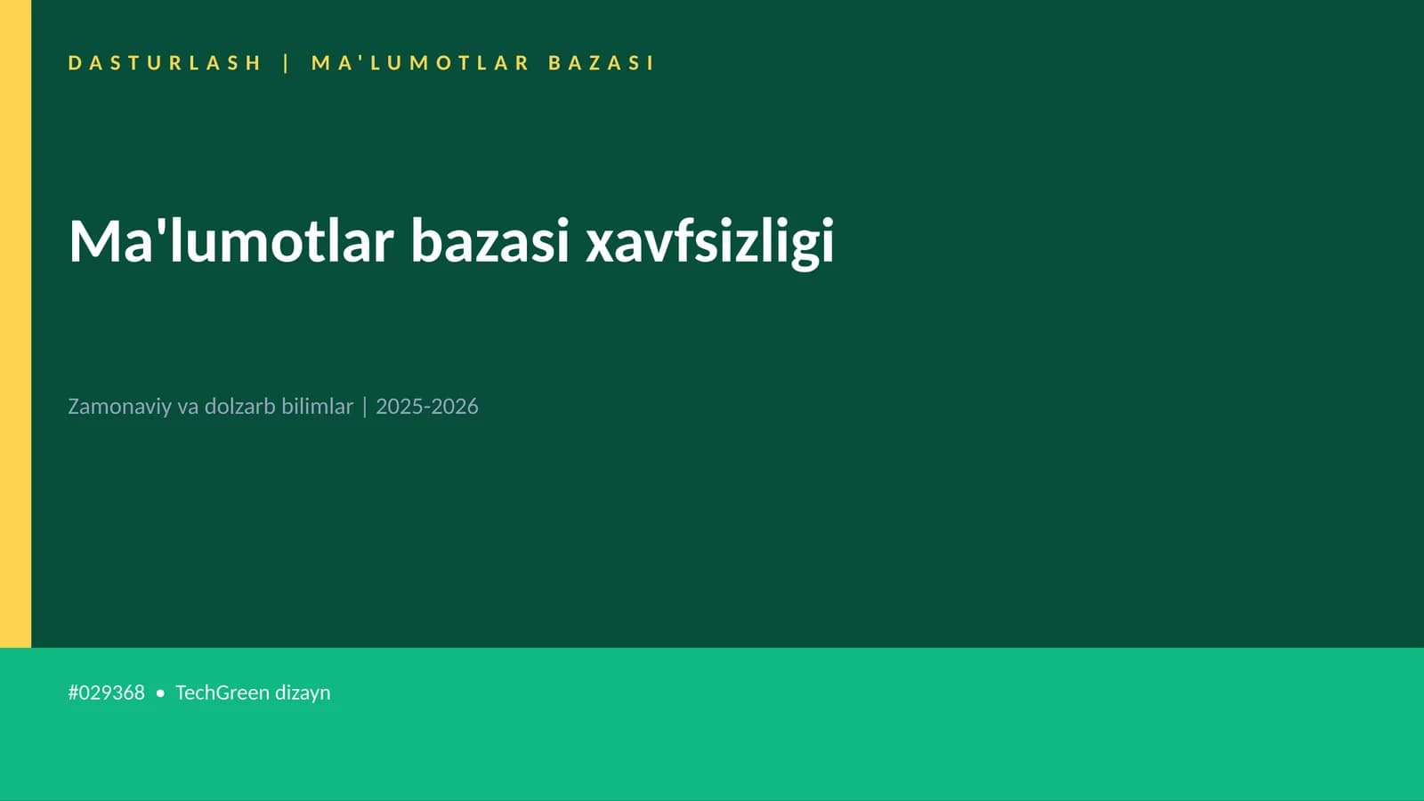 Ma'lumotlar bazasi xavfsizligi
