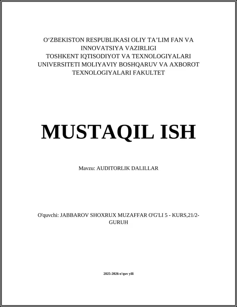 AUDITORLIK DALILLAR