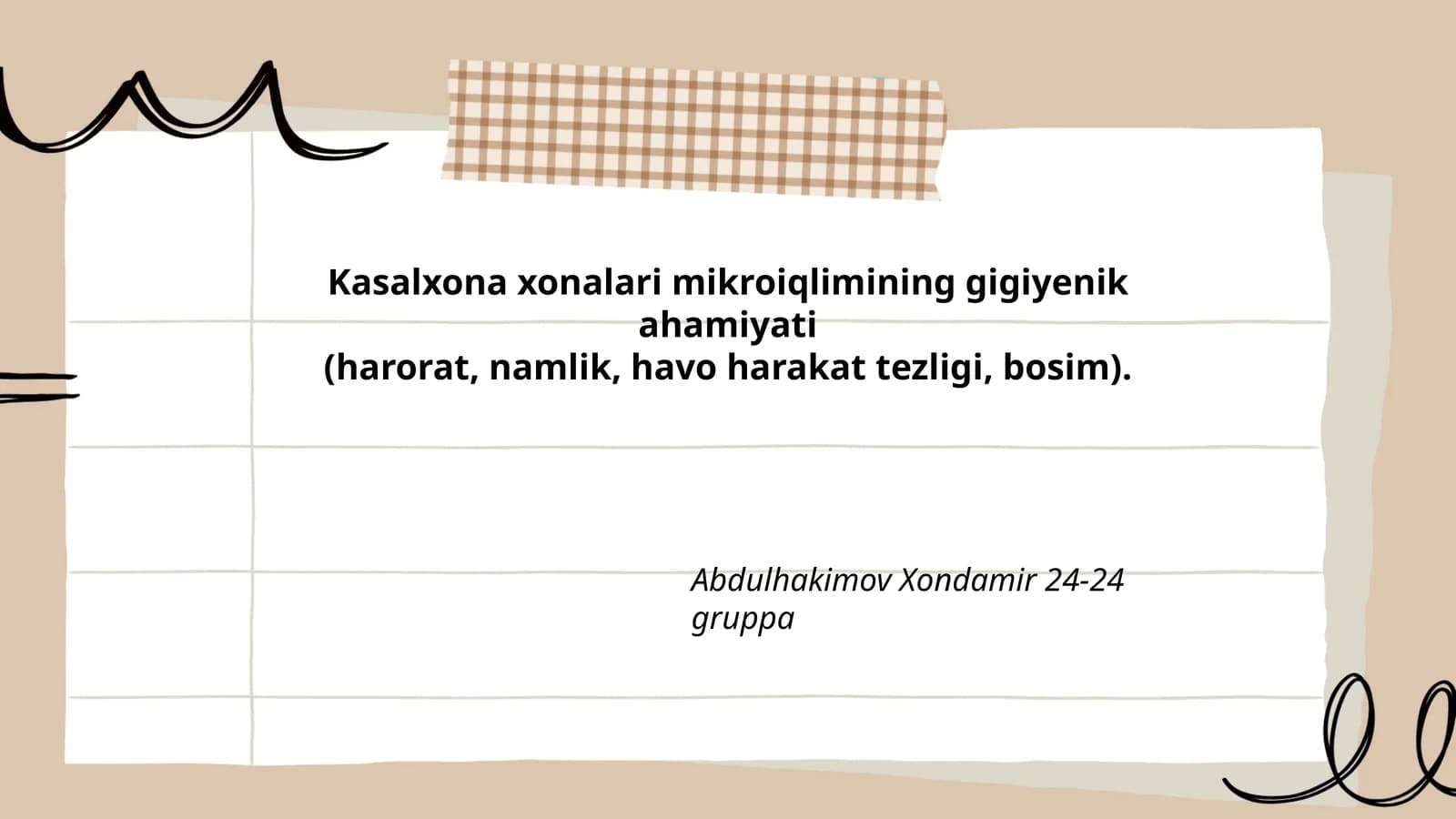 Kasalxona xonalari mikroiqlimining gigiyenik ahamiyati