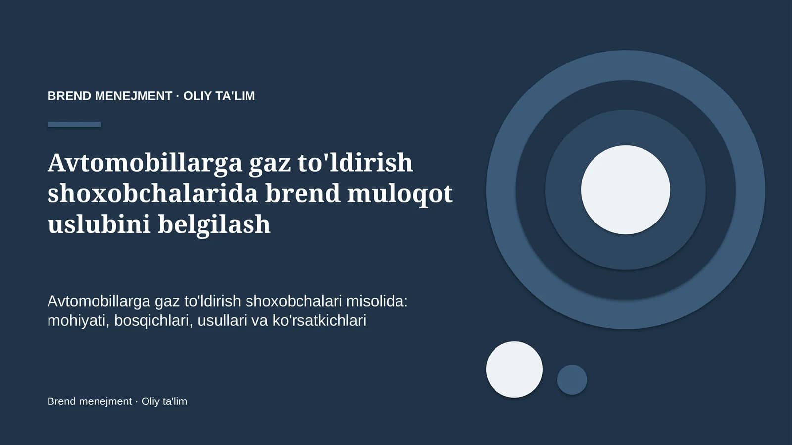 Avtomobillarga gaz to'ldirish shoxobchalarida brend muloqot uslubini belgilash