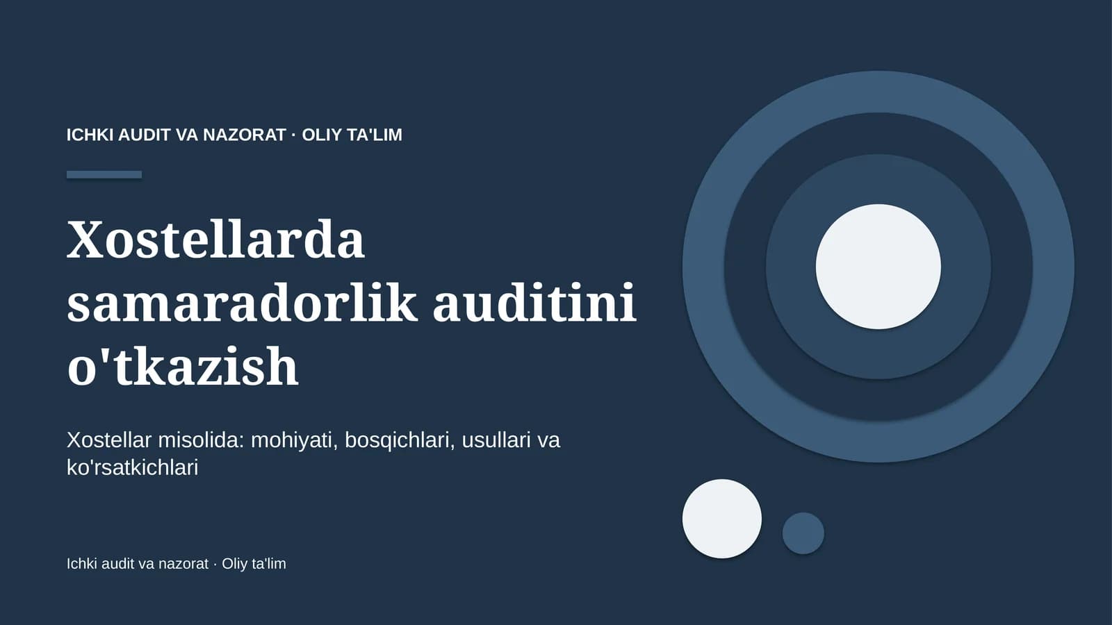 Xostellarda samaradorlik auditini o'tkazish