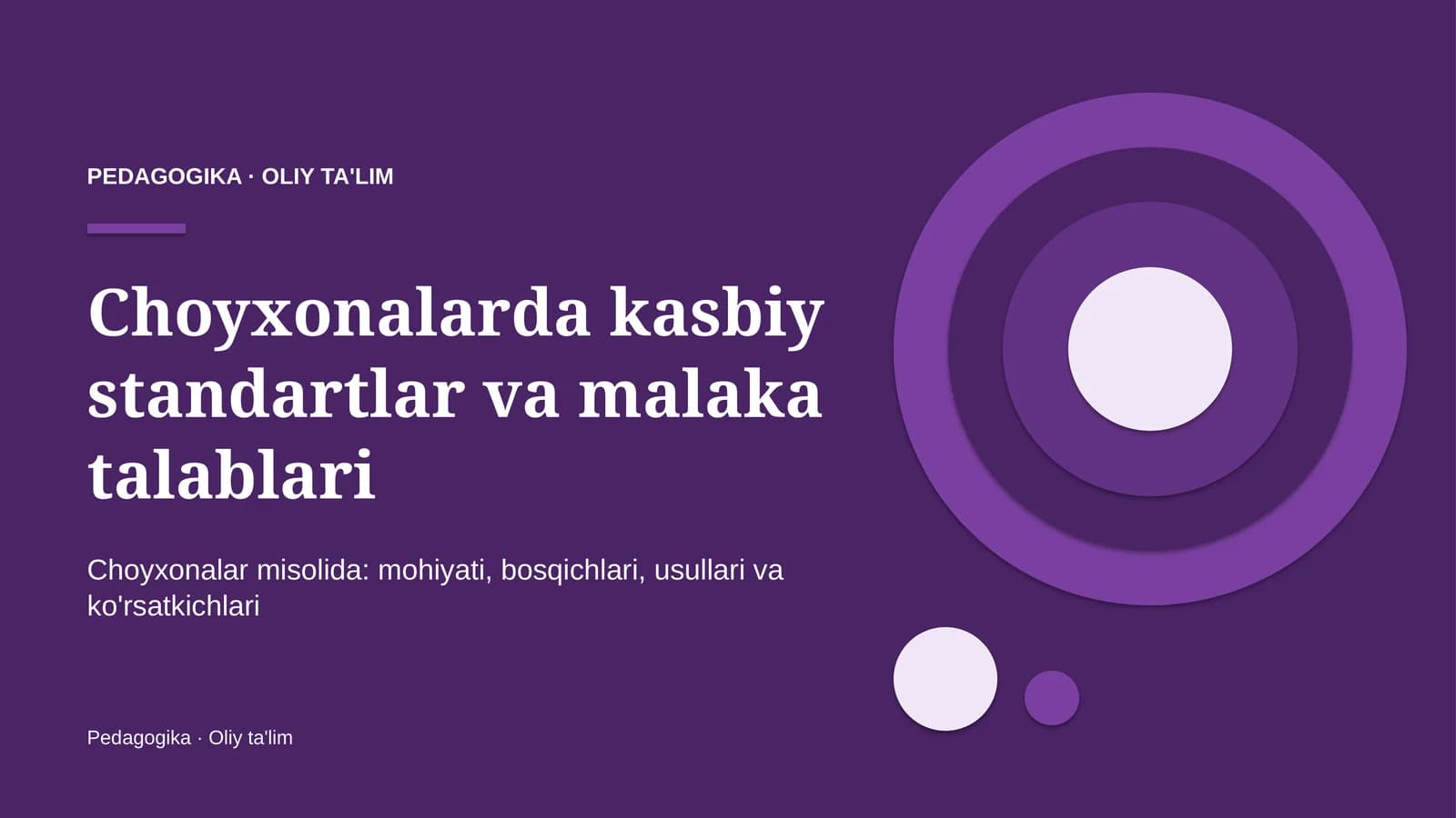 Choyxonalarda kasbiy standartlar va malaka talablari