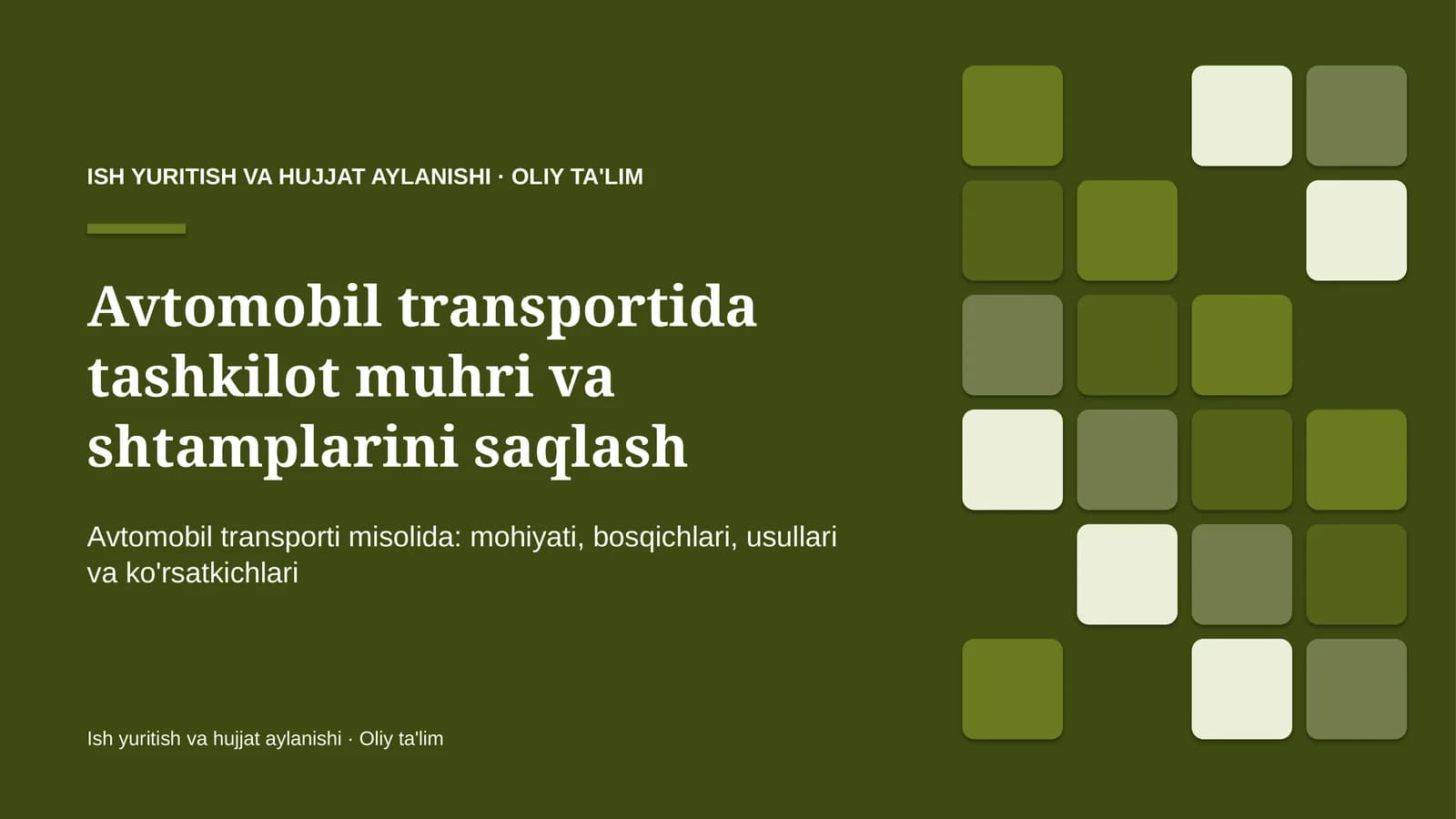Avtomobil transportida tashkilot muhri va shtamplarini saqlash