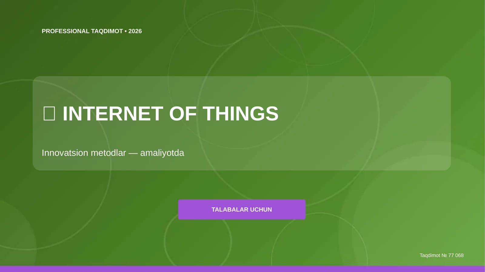 INTERNET OF THINGS Innovatsion metodlar — amaliyotda