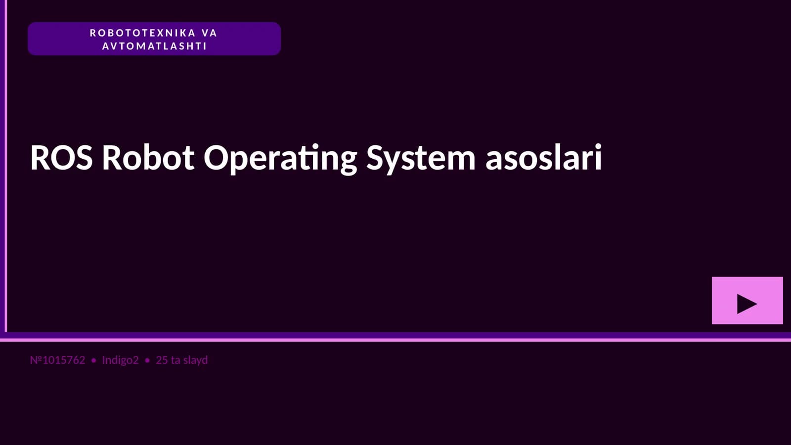 ROS Robot Operating System asoslari