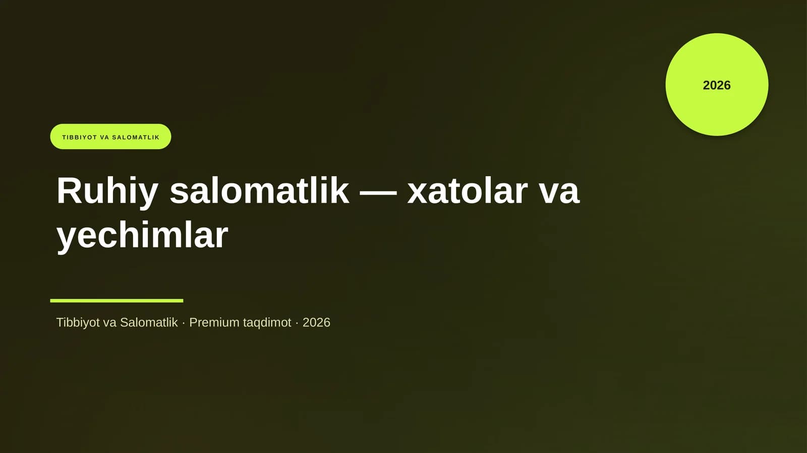 Ruhiy salomatlik — xatolar va yechimlar