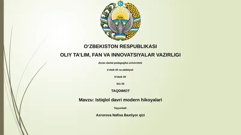 Istiqlol davri modern hikoyalari